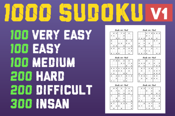 1000 Sudoku Puzzles with 6 Levels V1: A Complete Resource for Low-Content Publishing