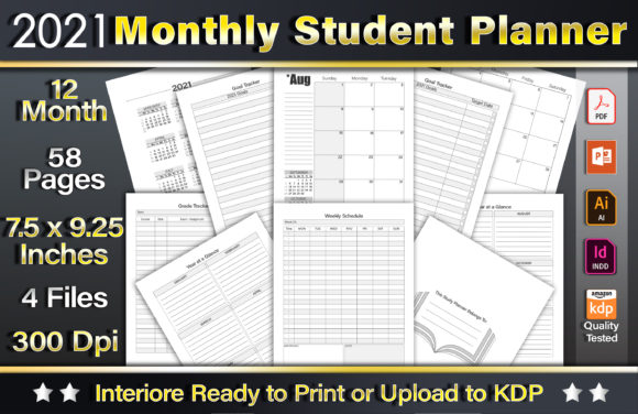 2021 Monthly Student Planner: A Technical Asset for Organization and KDP Publishing