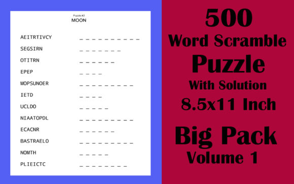 500 Word Scramble Puzzle 8.5x11 Volume 1: A Complete KDP Interior Resource for Publishers