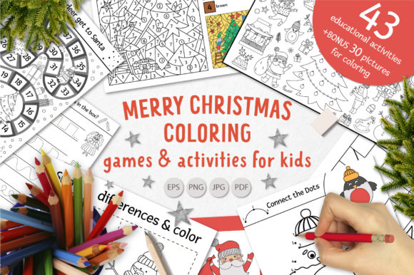 Merry Christmas Coloring Games: Festive Activities Set